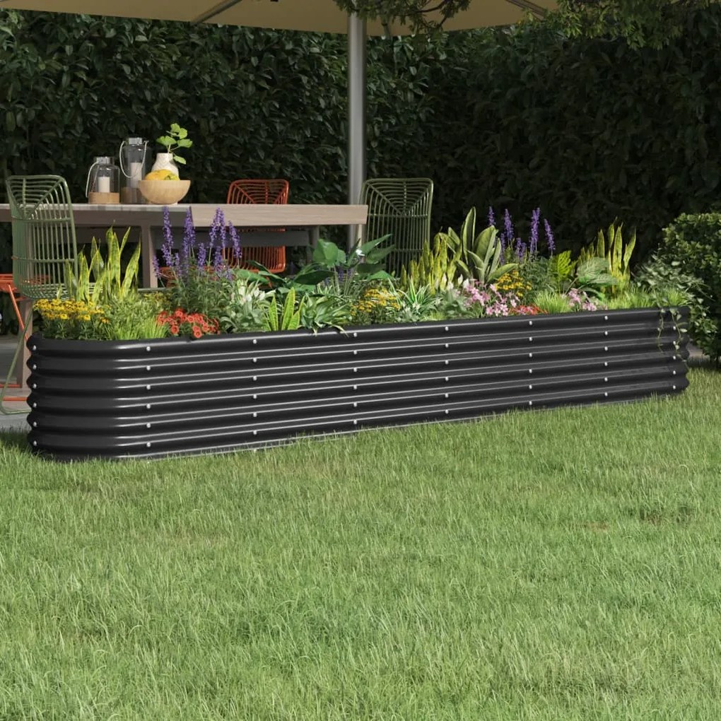 vidaXL Canteiro elevado jardim 260x40x36 aço revestido a pó antracite