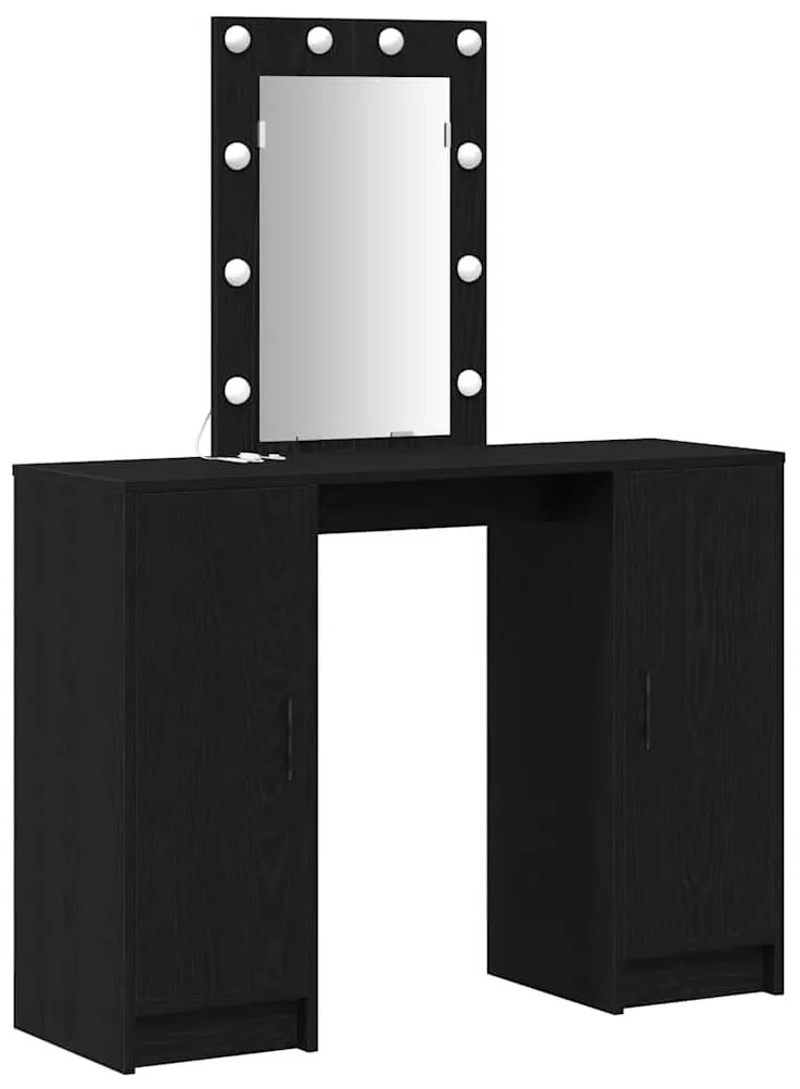 Mesa de maquiagem vidaXL com Luzes de LED Carvalho Preto 102x33x135 cm