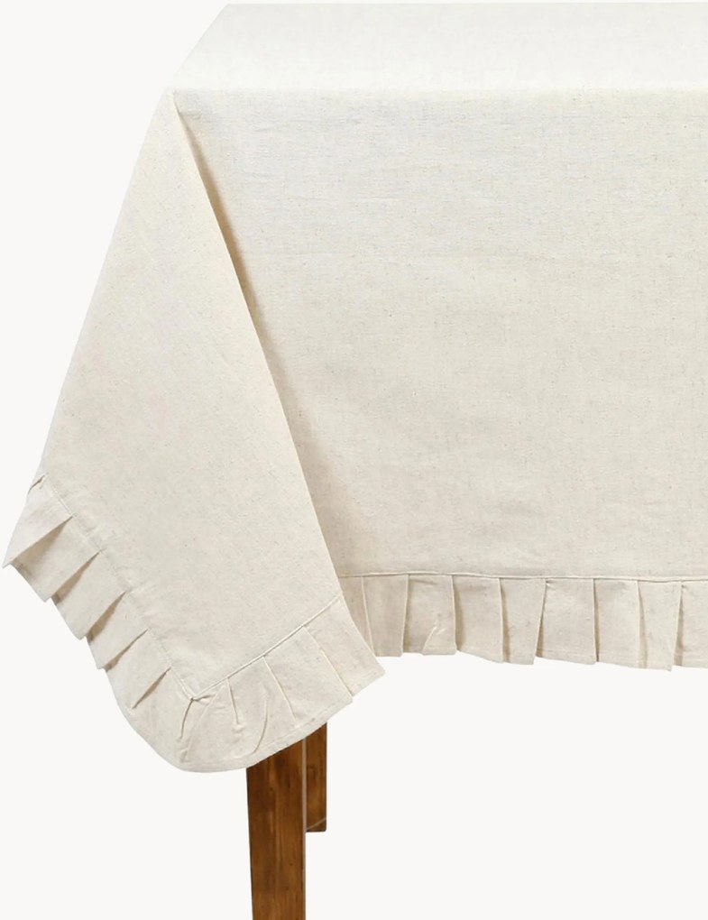 Toalha de mesa com folhos em chambray