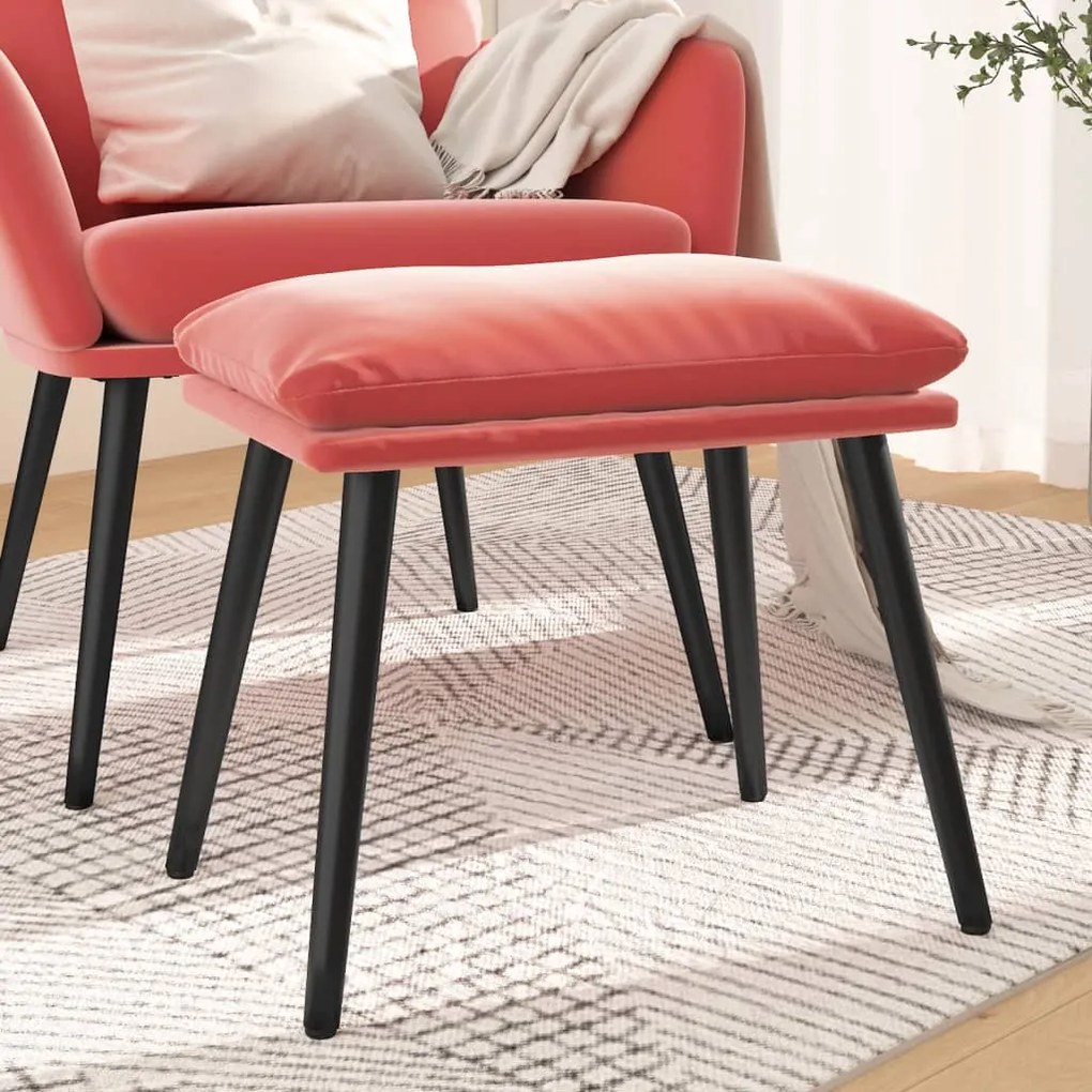 vidaXL Apoio de pés 45x29,5x35 cm veludo rosa