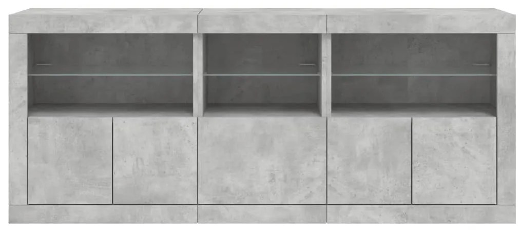 Aparador com luzes LED 162x37x67 cm cinzento cimento