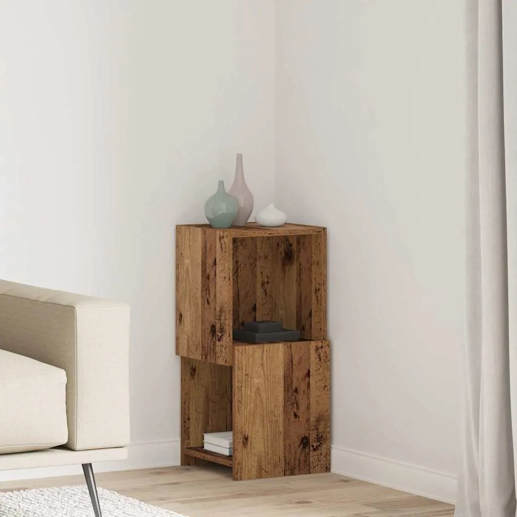 vidaXL Armário de canto Madeira antiga 30,5x30x65cm Madeira processada