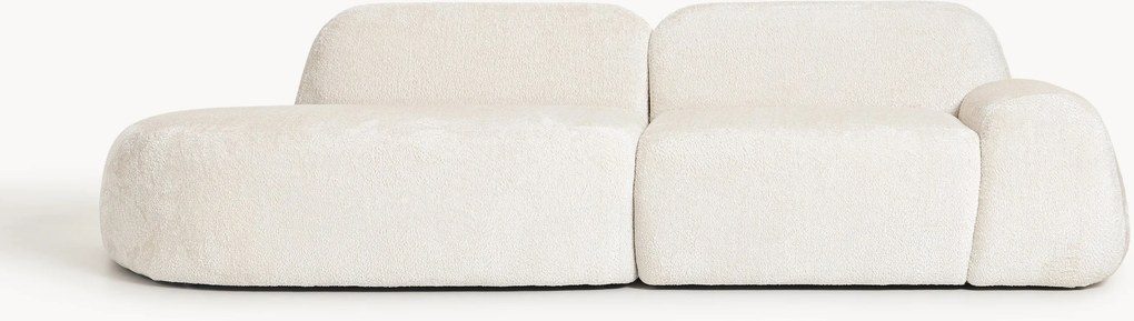 Chaise longue modular em teddy-bouclé Wolke (3 lugares)
