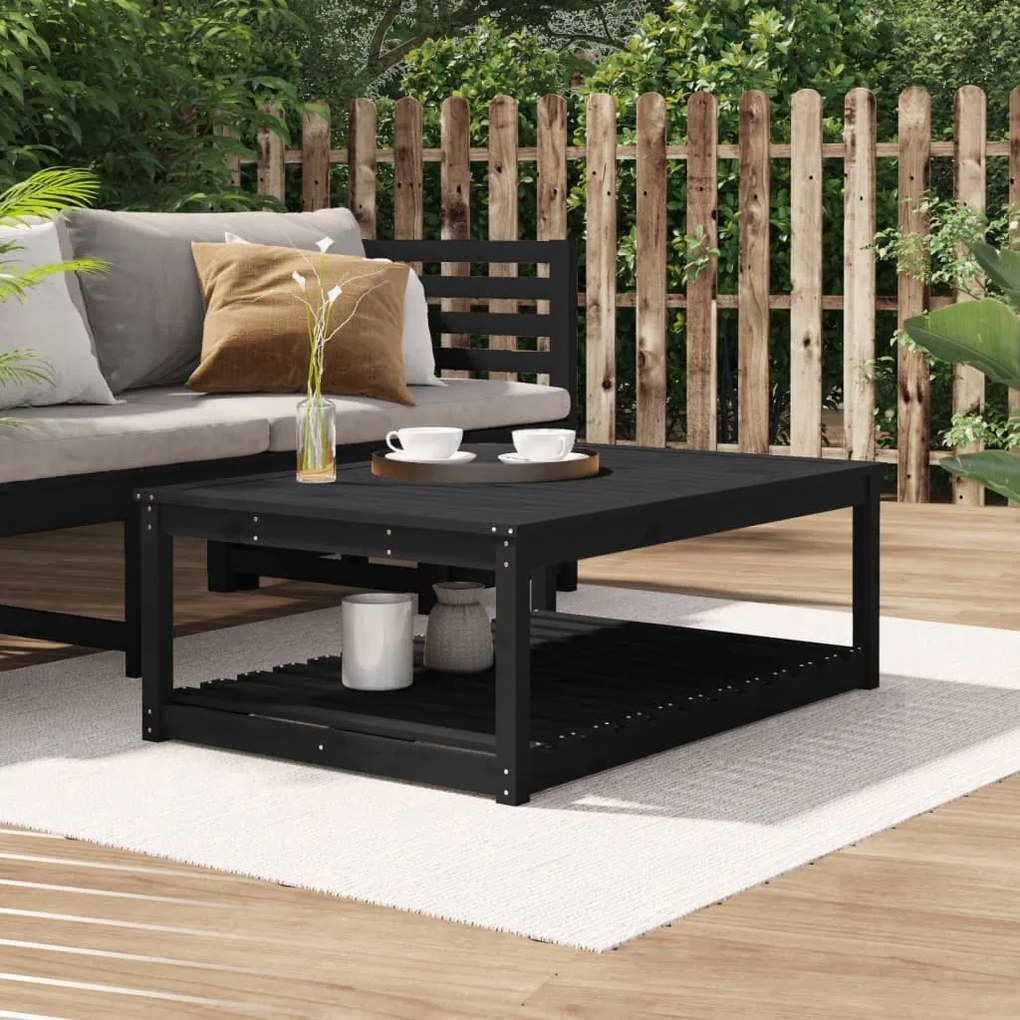 vidaXL Mesa de jardim 121x82,5x45 cm madeira de pinho maciça preto