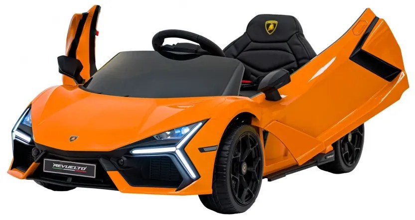 Carro elétrico para Crianças Lamborghini Revuelto 12V 4x4 Rodas Espuma EVA, Assento couro ecológico Laranja