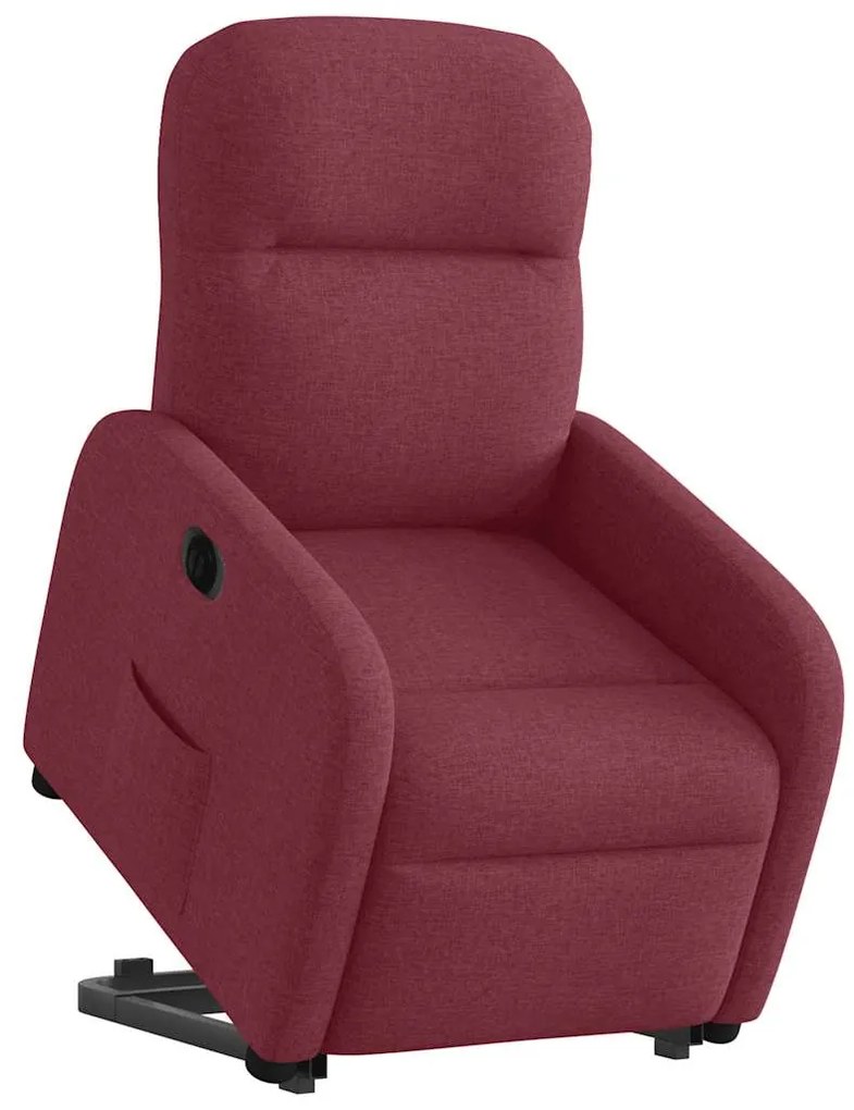Poltrona reclinável elevatória elétrica tecido vermelho-tinto