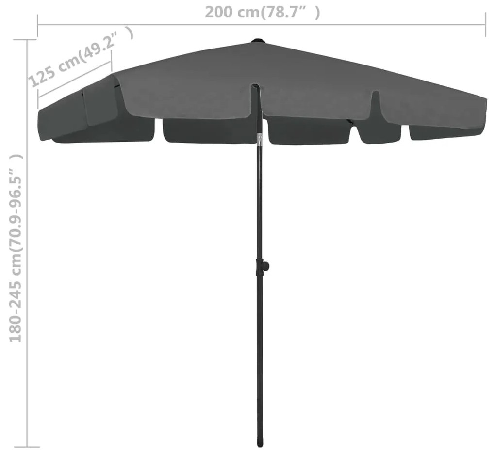 Guarda-sol de praia 200x125 cm antracite