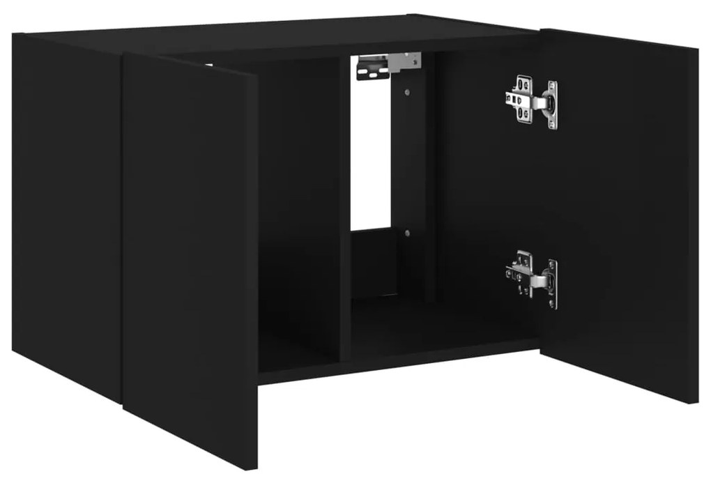Móvel de parede para TV com luzes LED 60x35x41 cm preto