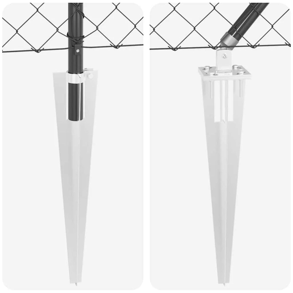Conjunto de Postes de Cerca Cinzeto 1.4 x 10 m Aço Galvanizado