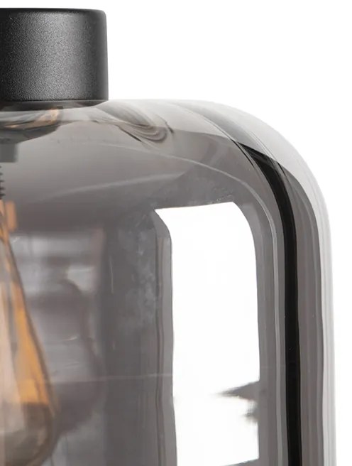 Candeeiro de pé design preto com vidro fumê - Qara Down Design