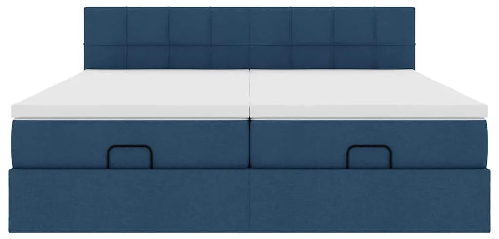 Estrutura de cama otomana com colchões 180x200cm tecido azul