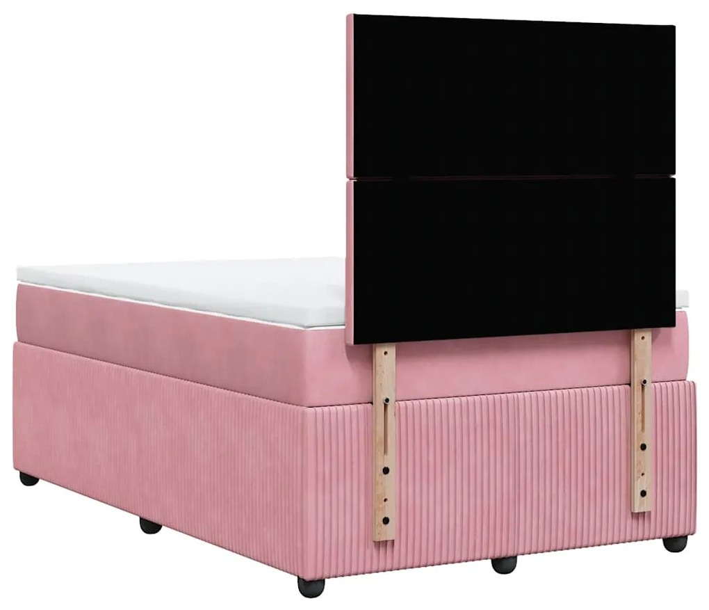 Cama boxspring com colchão 120x190 cm veludo rosa