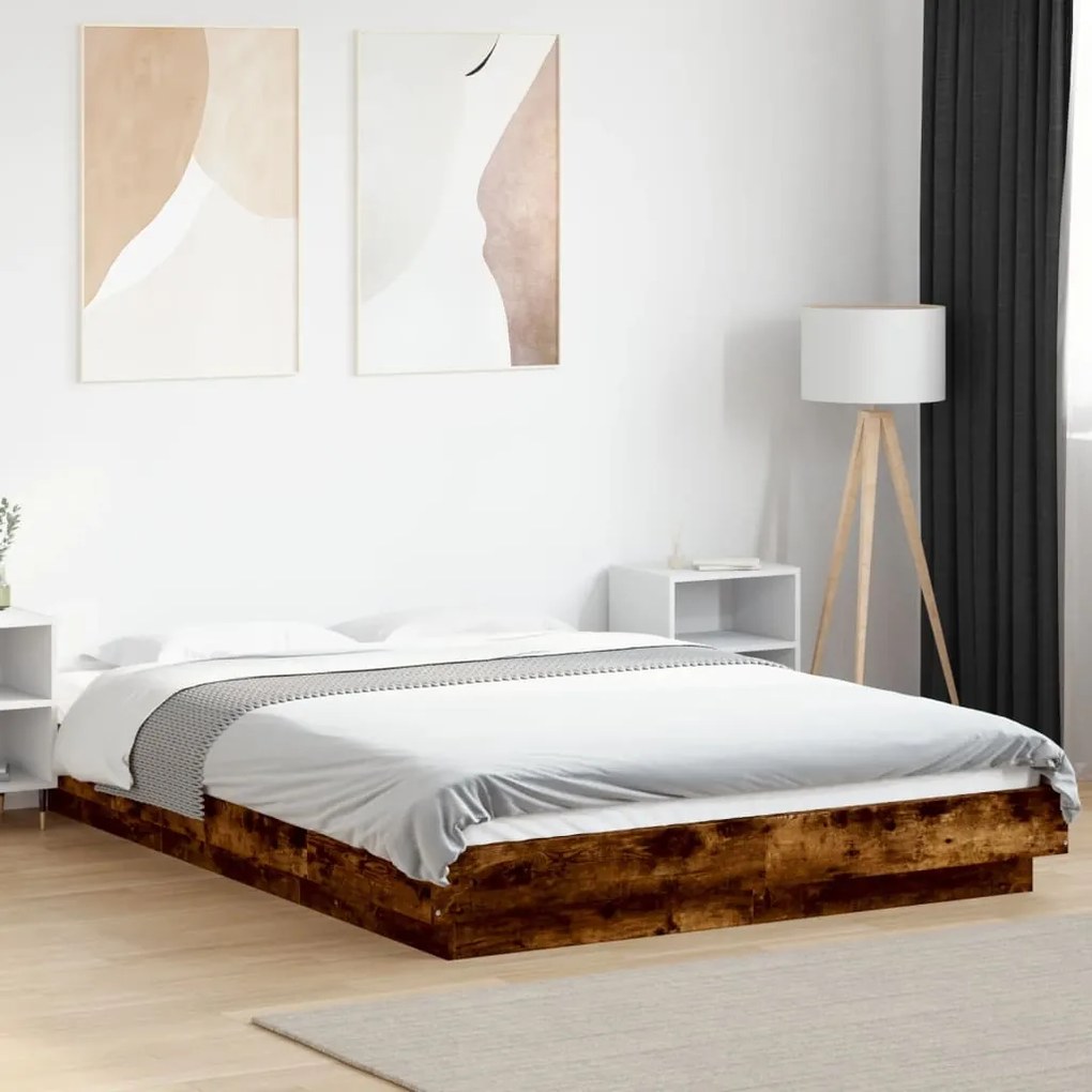 vidaXL Estrutura cama 120x190 cm derivados de madeira carvalho fumado