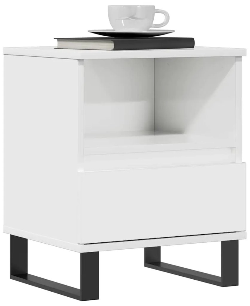 Mesa de cabeceira 40x35x50cm derivados madeira branco brilhante