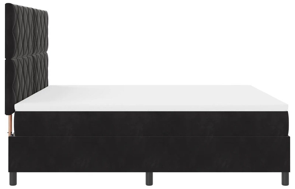 Cama Box Spring com Colchão Preta Super King Veludo