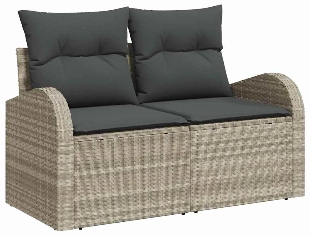Sofá de Jardim 8 Peças com Almofadas Cinza em Rattan