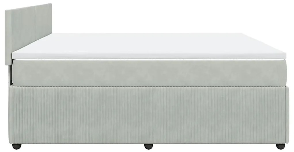 Cama com molas/colchão 200x200 cm veludo cinzento-claro