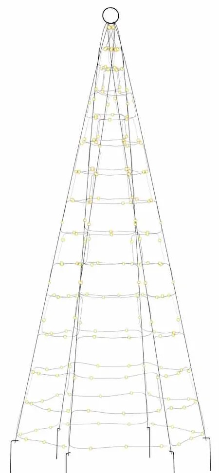 Árvore de Natal LED no mastro 200 LEDs branco quente 180 cm