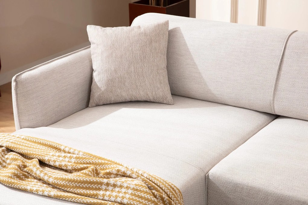 Sofá "Belissimo" Chaise Longue de 3 Lugares – Branco – 270x140x95 cm –