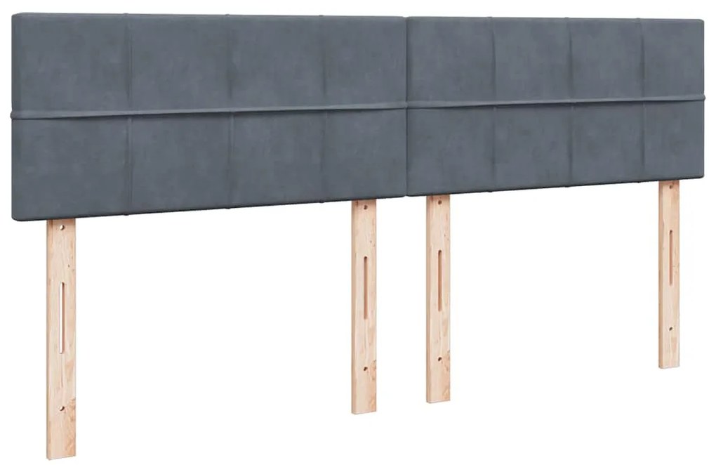 Cama com molas/colchão 200x200 cm veludo cinzento-escuro