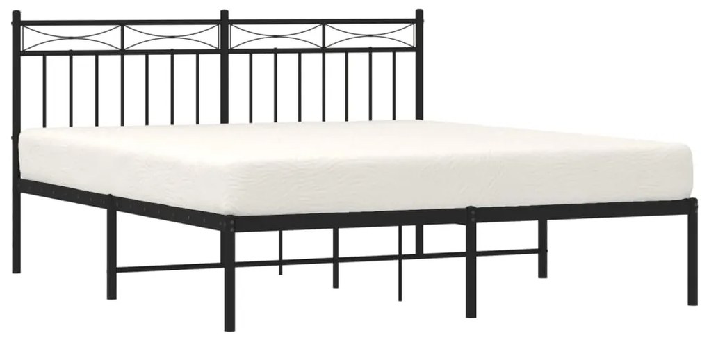 Estrutura de cama com cabeceira 160x200 cm metal preto