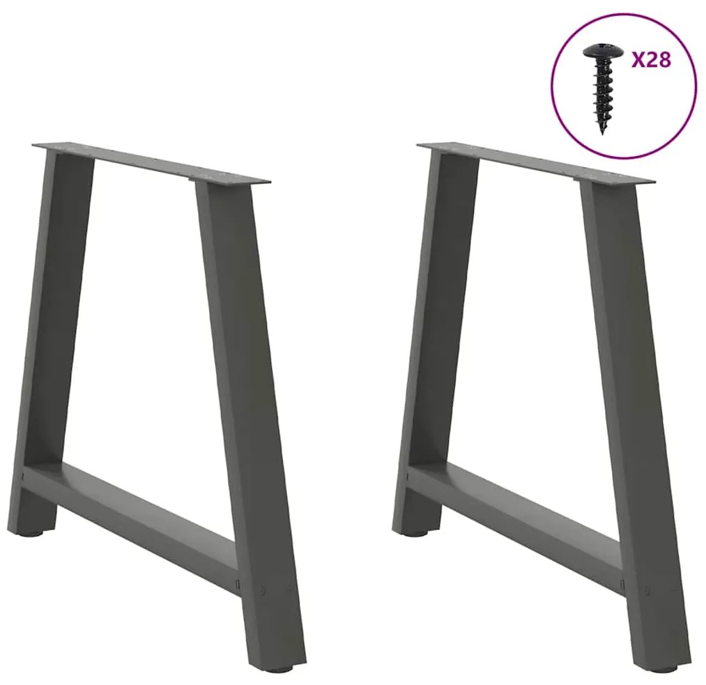 Pés para mesa de jantar em formato A, 2 peças, antracite, 100x(72-73)