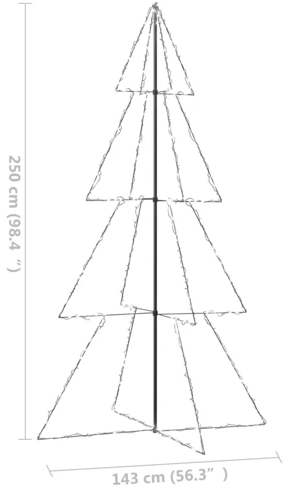 Árvore de Natal em cone 360 LEDs 143x250 cm interior e exterior