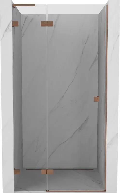 Mexen Lunar L porta de duche de abrir à esquerda 125 cm, transparente, cobre escovado - 834L-125-000-65-00-L