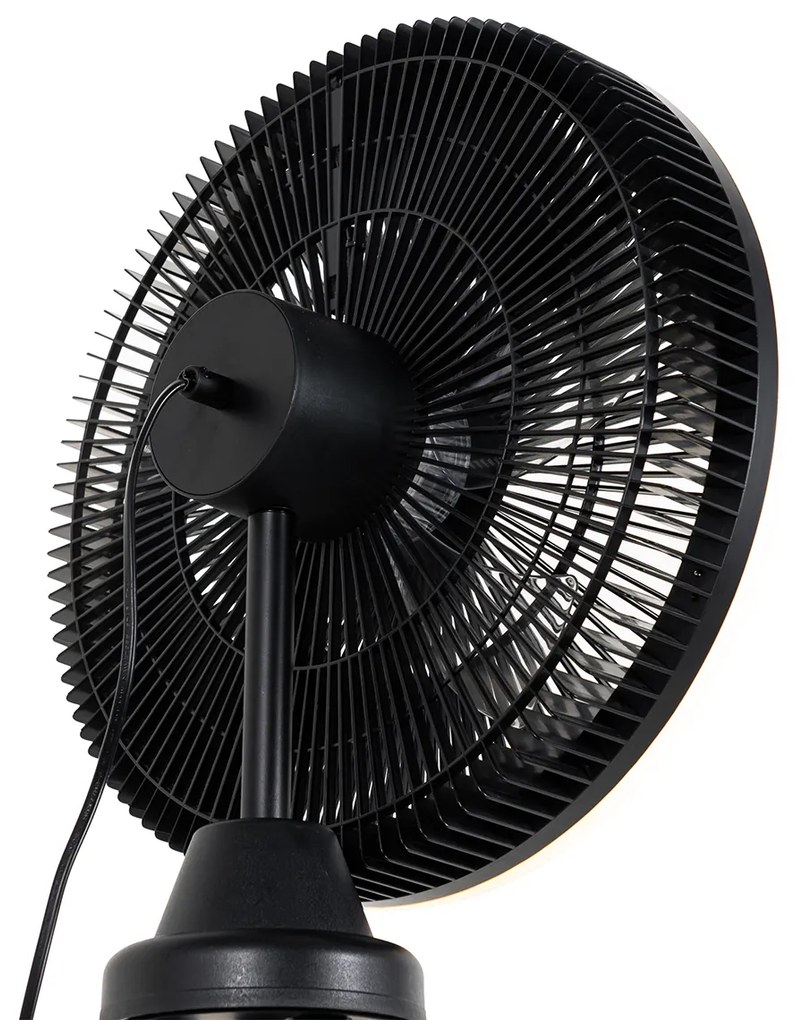 Ventilador de pé tripé preto com LED regulável em 3 níveis - Meric Moderno