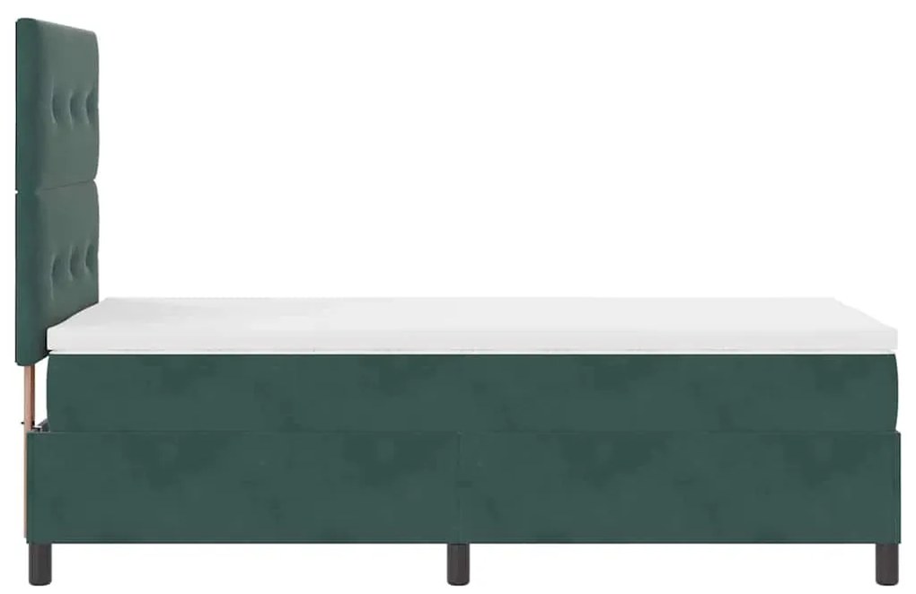 Cama Box com Colchão e LED Verde Escuro 100x200 cm Veludo