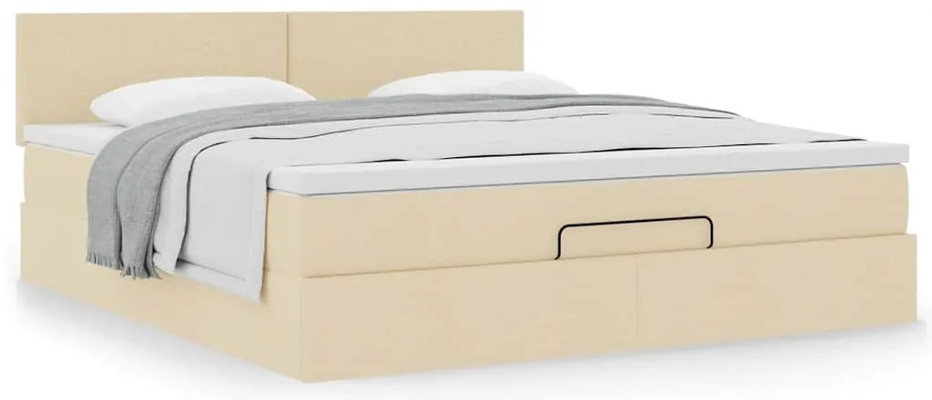 Estrutura de cama otomana com creme de colchão 180x200cm tecido