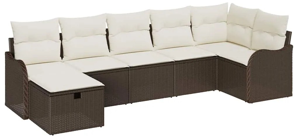 Conjunto de Sofás de Jardim vidaXL com Almofadas Castanho Rattan Polím