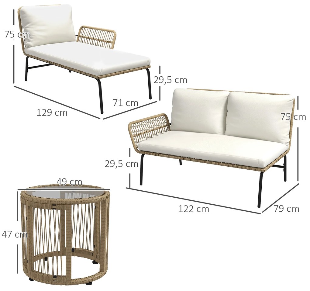 Conjunto Lounge de Jardim Avignon – Sofá 2 Lugares, Chaise Longue e Me