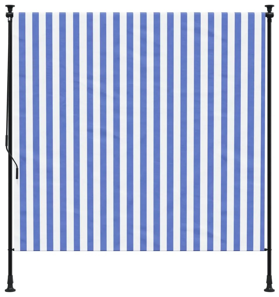 Estore de rolo para exterior 200x270cm tecido/aço azul e branco