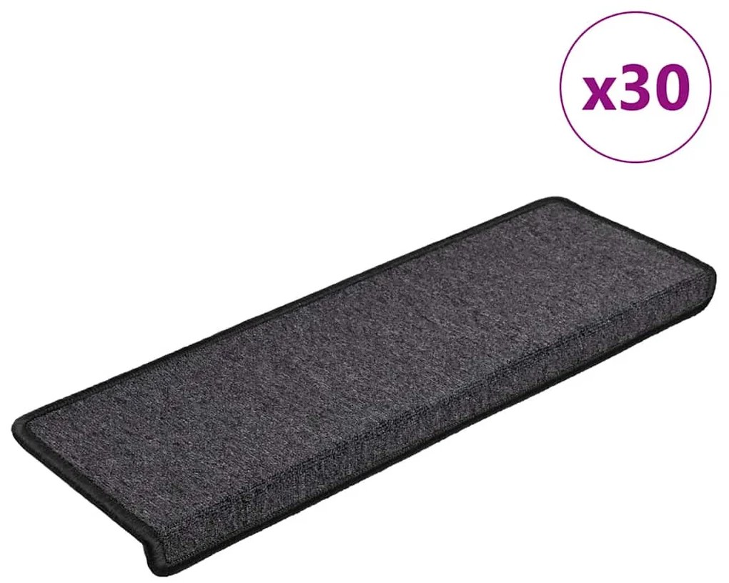 vidaXL Tapetes de escada 30 pcs 65x21x4 cm antracite