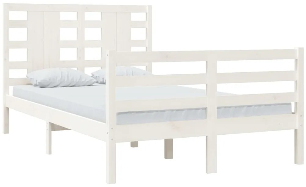 Cama sem colchão 120x200 cm madeira de pinho maciça branco