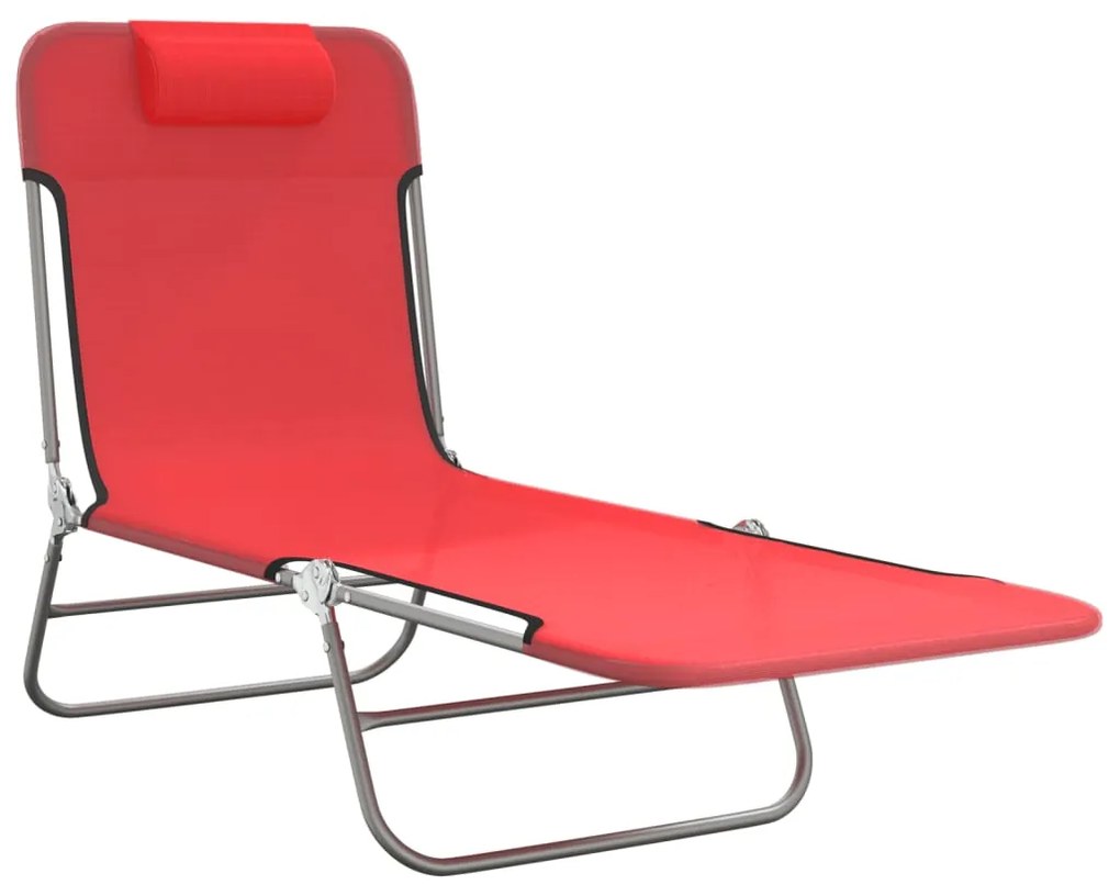 Espreguiçadeiras dobráveis 2 pcs textilene e aço vermelho