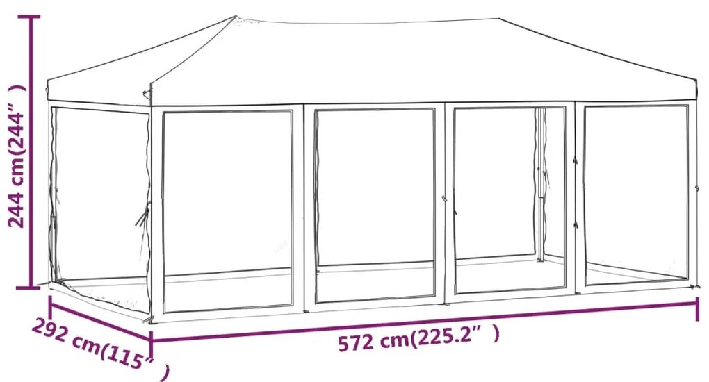 Tenda para festas dobrável com paredes laterais 3x6 m vermelho