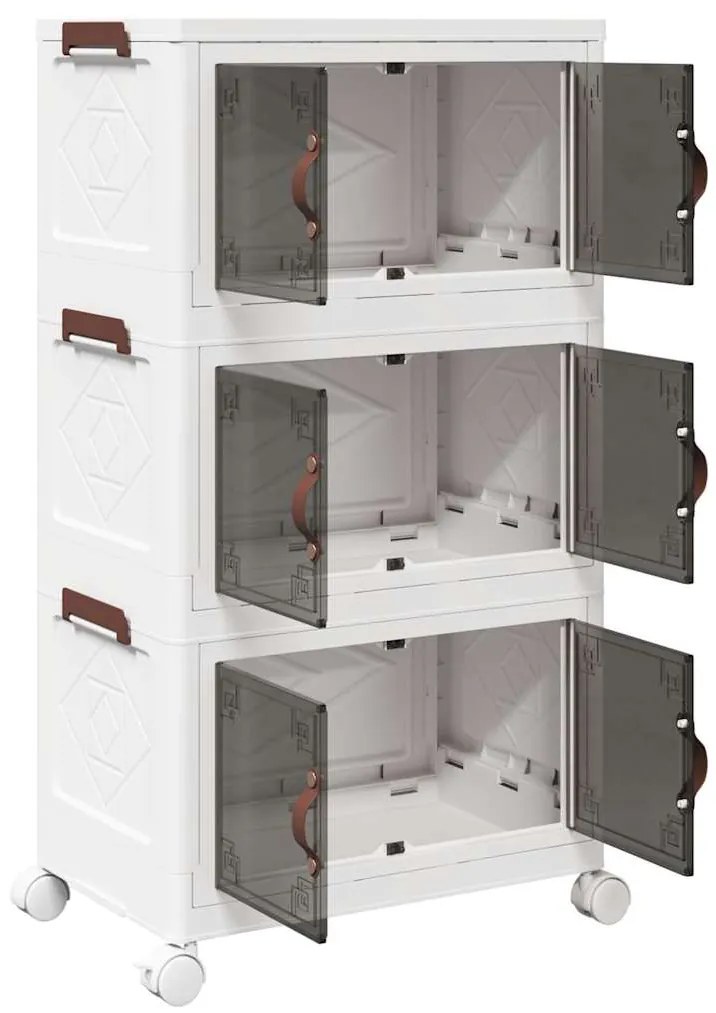 Caixa de arrumação empilhável rodas 3camadas 28L 48,5x29,5x86cm