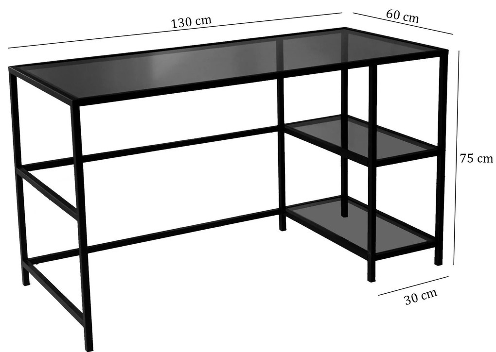 Secretária Master – Preto Fumado – 130 cm x 75 cm x 60 cm