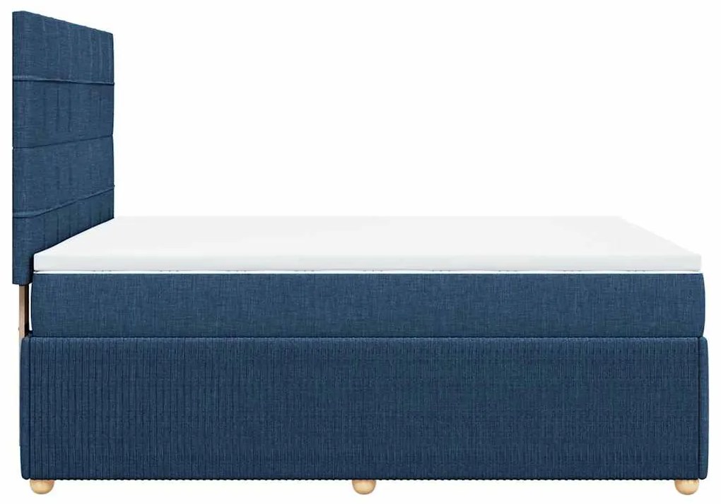 Cama com molas/colchão 160x200 cm tecido azul