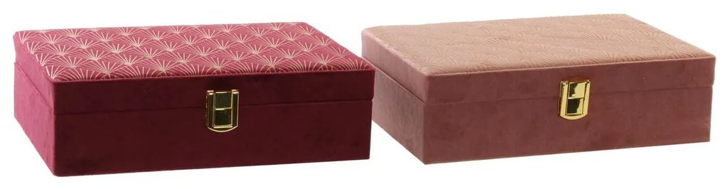 Guarda-Joias DKD Home Decor Madeira Roxo Cor de Rosa 24 x 16 x 7 cm (2 Unidades)