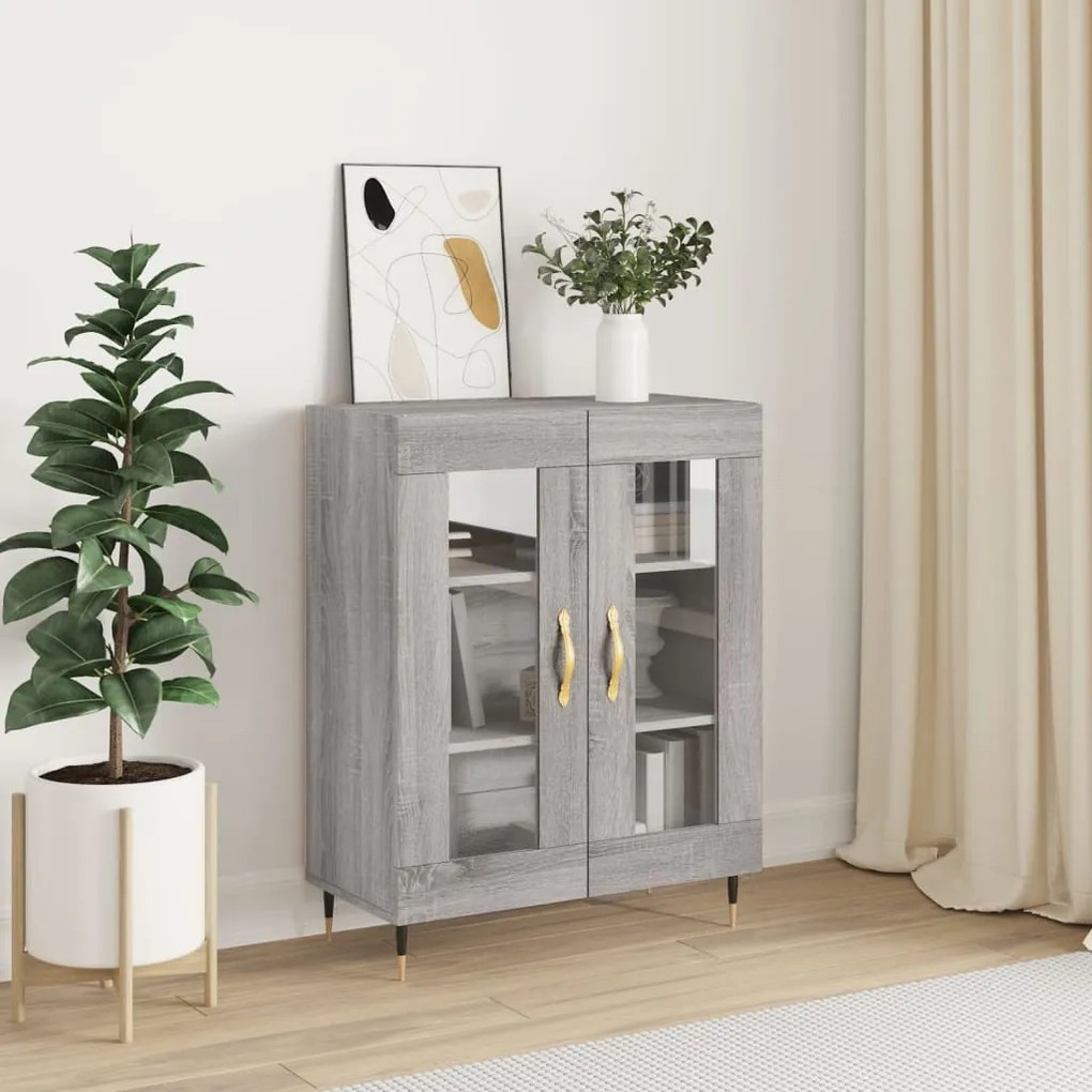 vidaXL Aparador 69,5x34x90 cm derivados de madeira cinzento sonoma