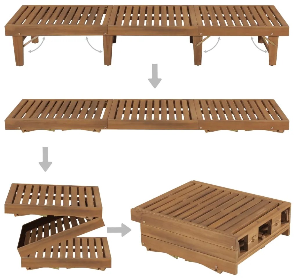 Espreguiçadeira dobrável com almofadão madeira acácia maciça