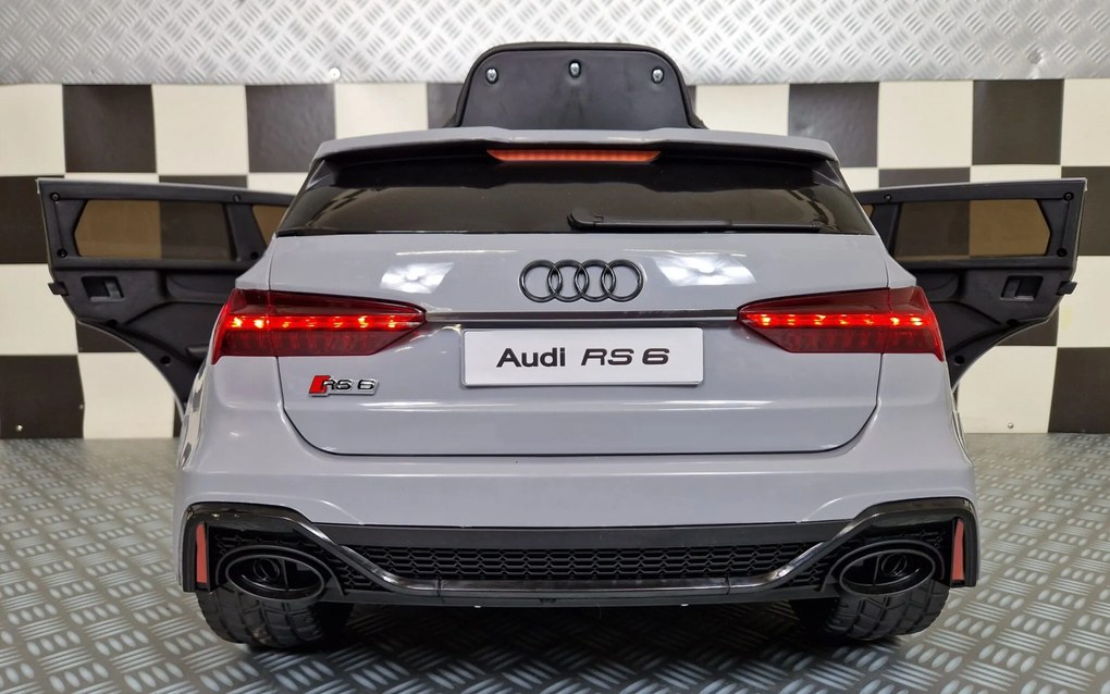 Carro eletrico infantil Audi RS 6 12V Pneus Borracha EVA e Assento de couro Cinzento