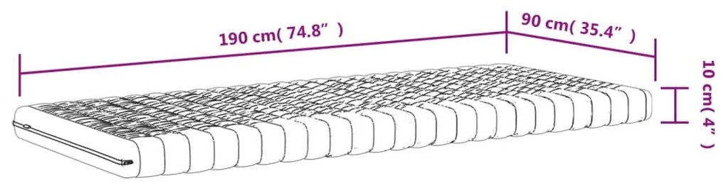 Colchões de espuma 2 pcs 90x190 cm 7 zonas dureza 20 ILD branco