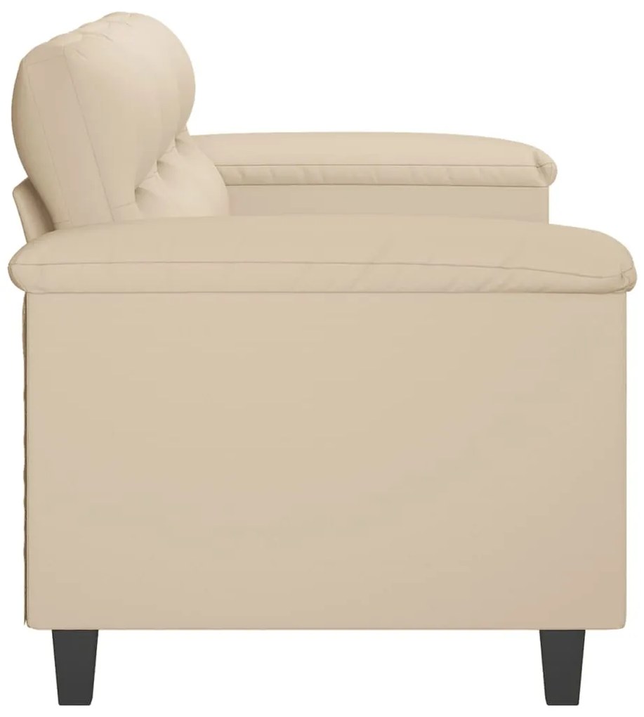 Sofá de 3 lugares 180 cm tecido de microfibra creme