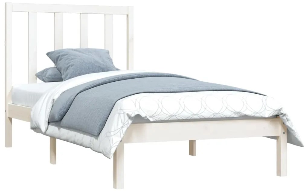 Estrutura de cama 100x200 cm pinho maciço branco