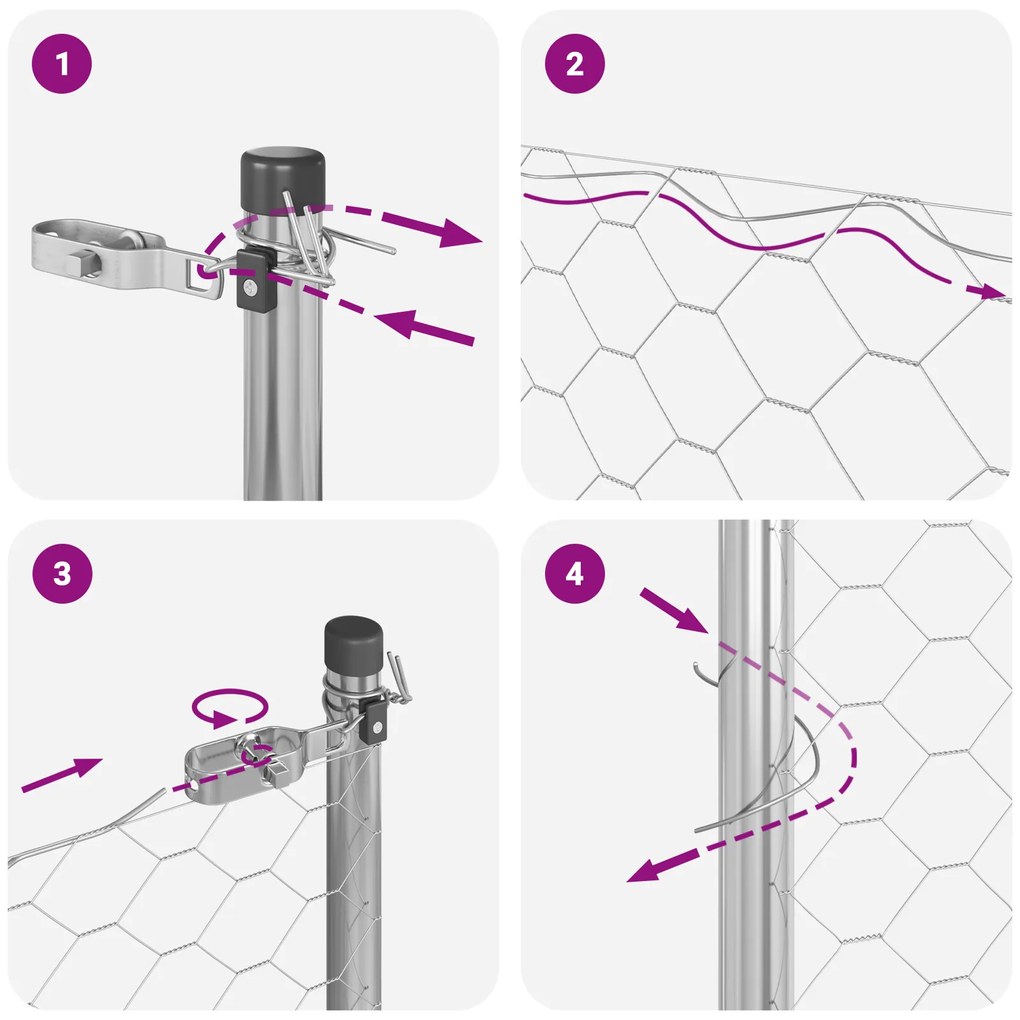 Conjunto de Cercas Conjunto de 2 Aço galvanizado Grande Durável
