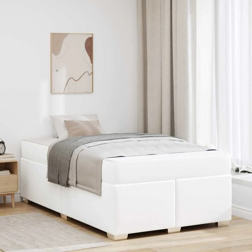vidaXL Estrutura da Cama com colchão Branco 120 x 200 cm tecido